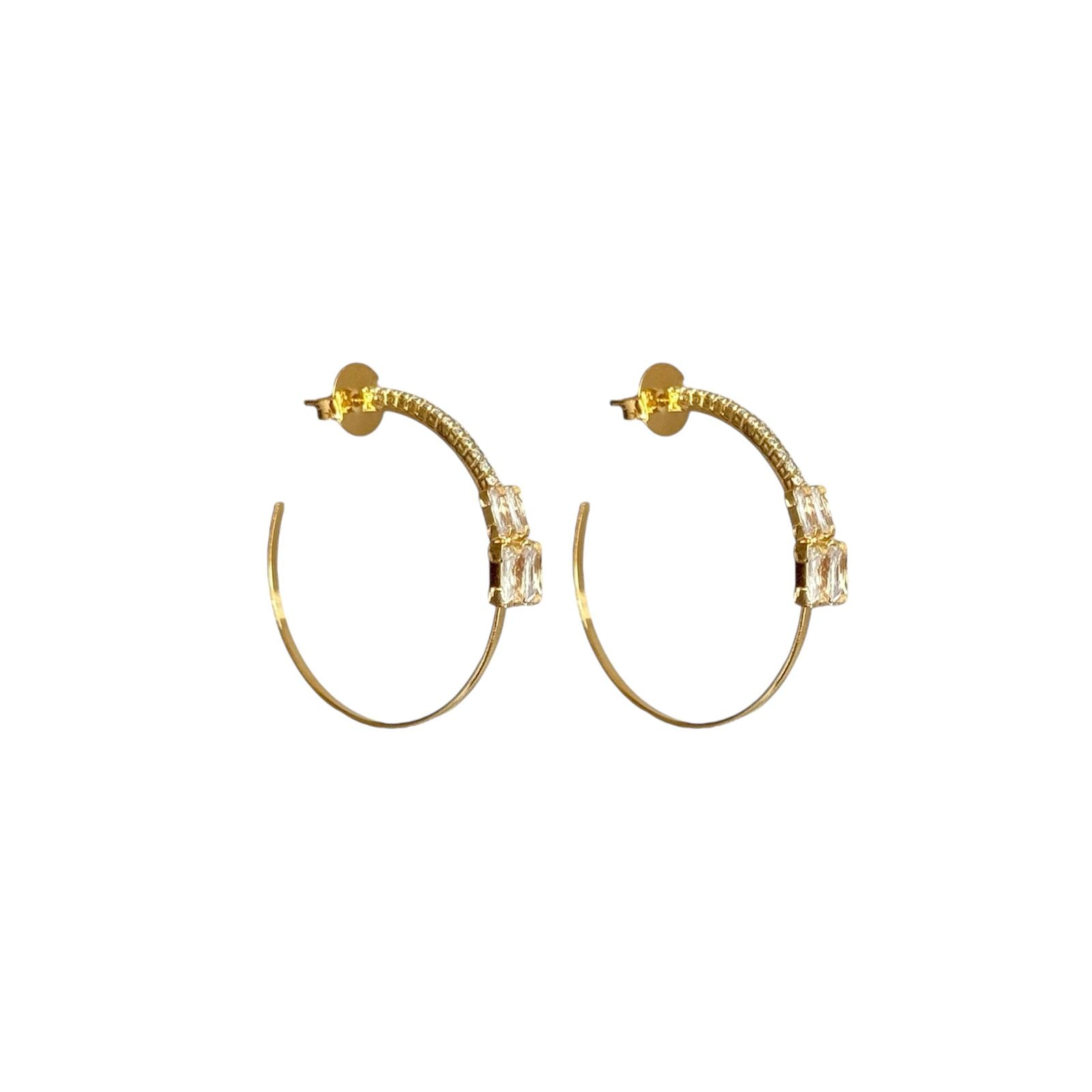 Brinco argola com zircônias em banho de ouro 18k - JOYÁ