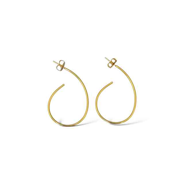 Brinco argola fio gota em banho de ouro 18k - JOYÁ