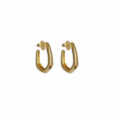 Brinco de argola aberta facetada em banho de ouro 18k