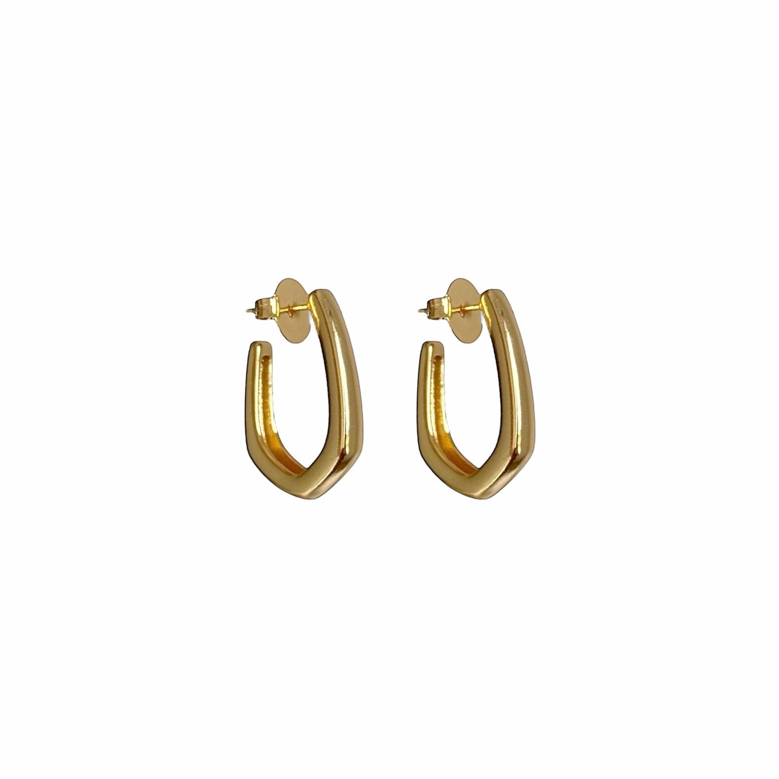 Brinco de argola aberta facetada em banho de ouro 18k