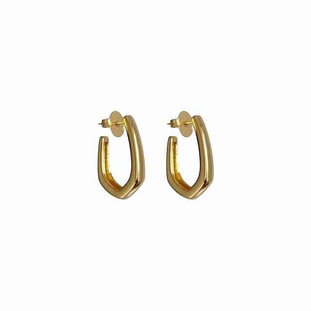 Brinco de argola aberta facetada em banho de ouro 18k - JOYÁ