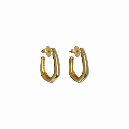 Brinco de argola aberta facetada em banho de ouro 18k - JOYÁ