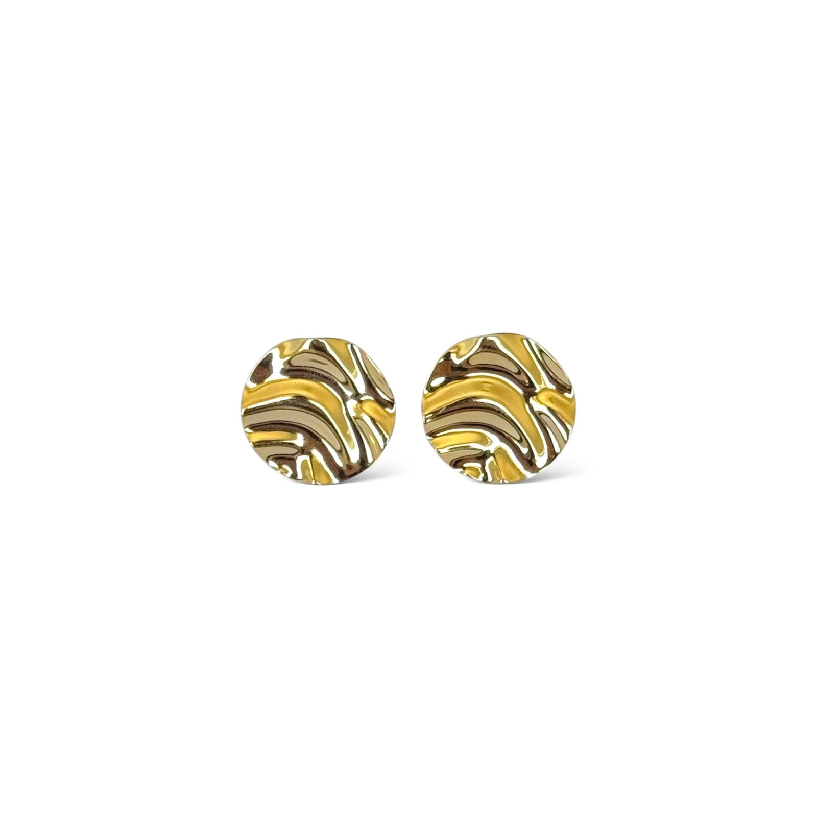 Brinco orgânico redondo em banho de ouro 18k