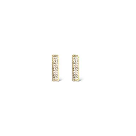 Brinco palito cravejado com zircônhas em banho de ouro 18k - JOYÁ