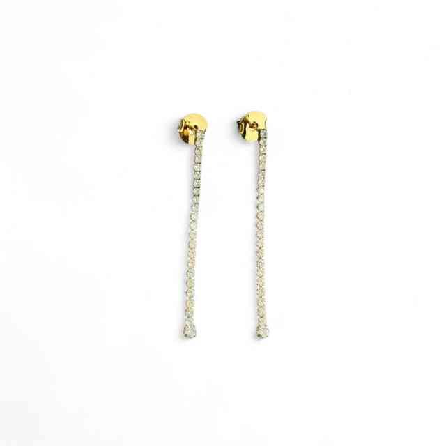 Brinco rivieira com zircônias incolores em banho de ouro 18k - JOYÁ