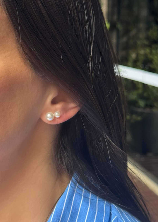 Brinco solitário pérola 5mm em banho de ouro 18k