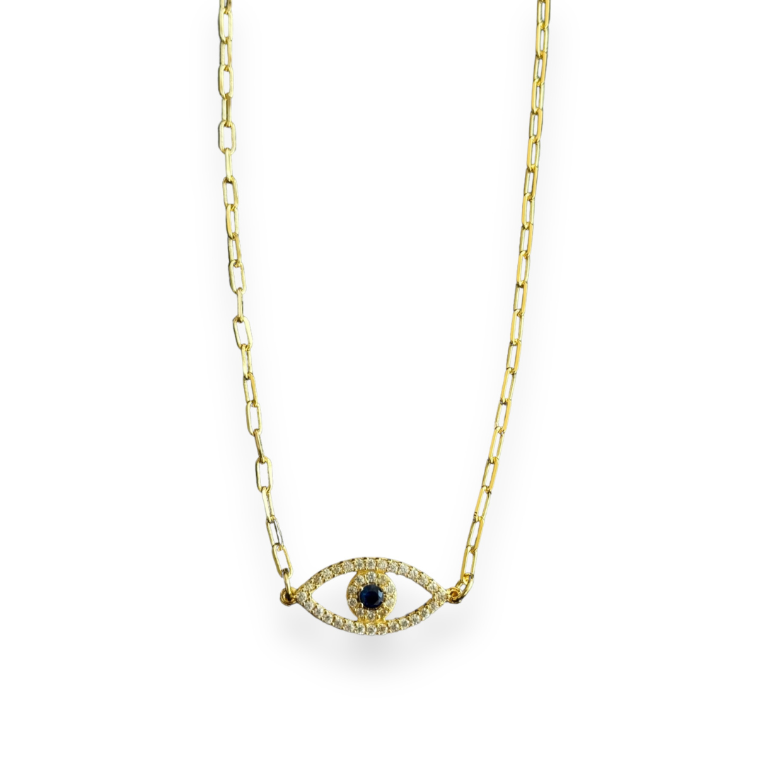 Choker olho grego micro cravejado com zircônias em banho de ouro 18k