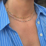 Choker riviera com zircônias coloridas em banho ródio