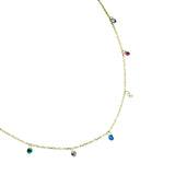 Colar com zircônias coloridas em banho de ouro 18k - JOYÁ