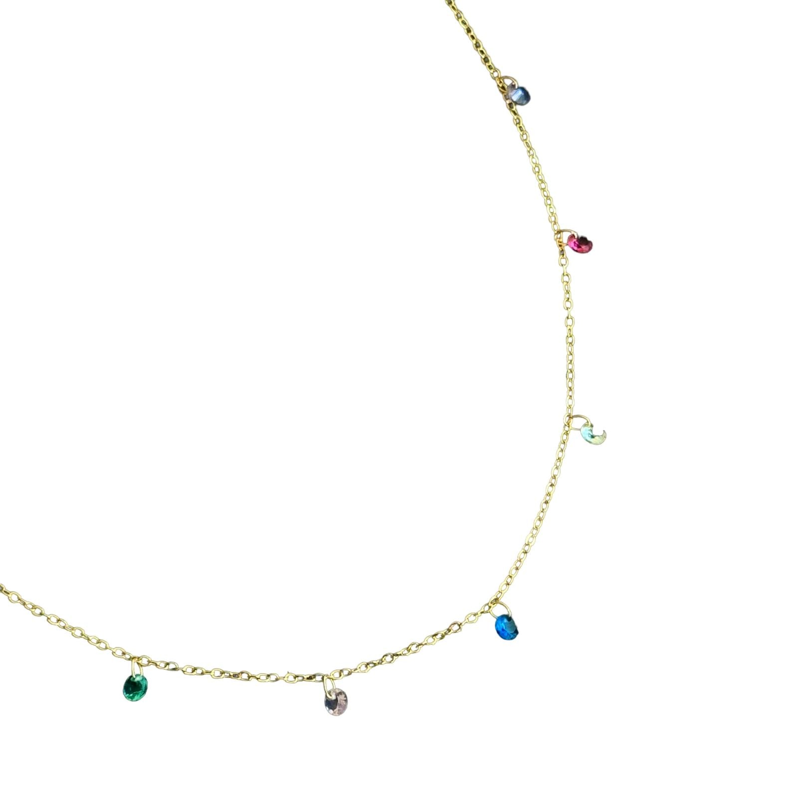 Colar com zircônias coloridas em banho de ouro 18k - JOYÁ
