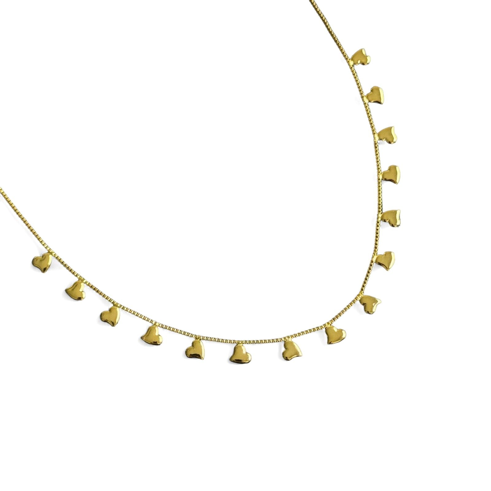 Colar corações em banho de ouro 18k