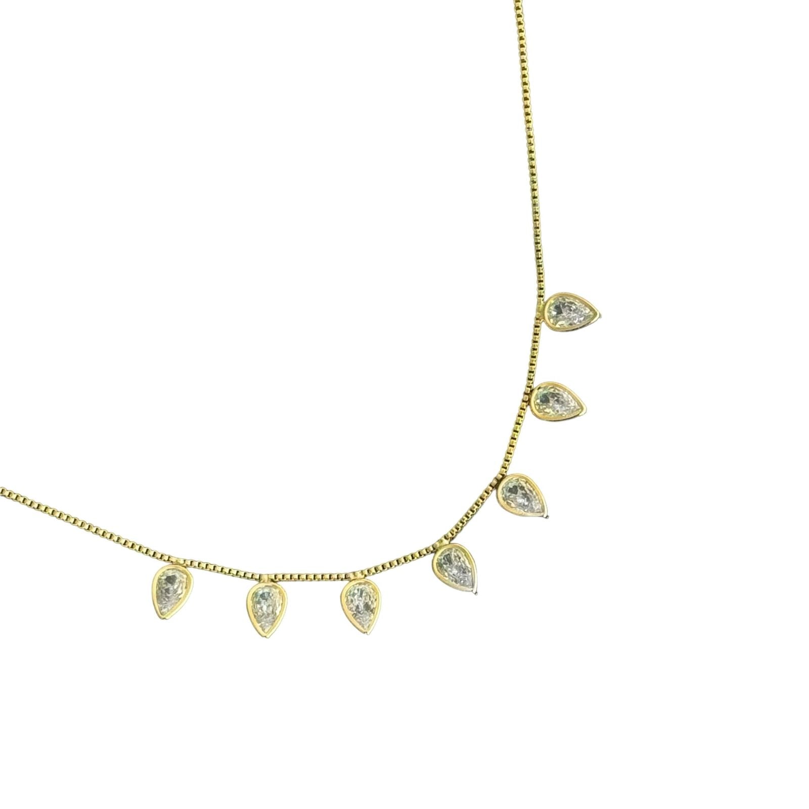Colar gotas invertidas com zircônias em banho de ouro 18k