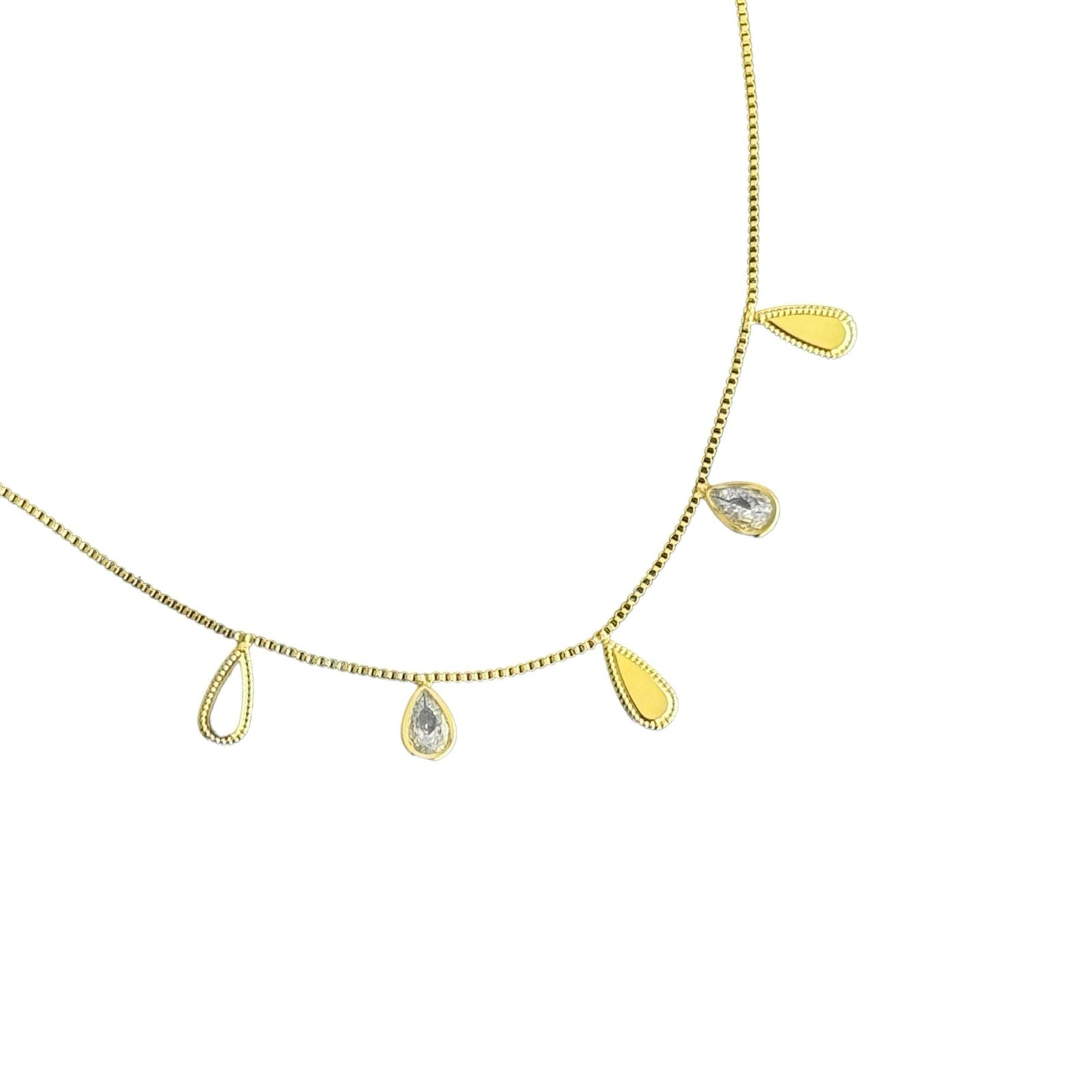 Colar gotas lisas e zircônias em banho de ouro 18k - JOYÁ