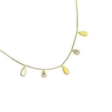 Colar gotas lisas e zircônias em banho de ouro 18k - JOYÁ