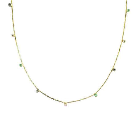 Colar longo com zircônias coloridas em banho de ouro 18k - JOYÁ