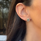 Conjunto zircônia água marinha oval em banho de ouro 18k