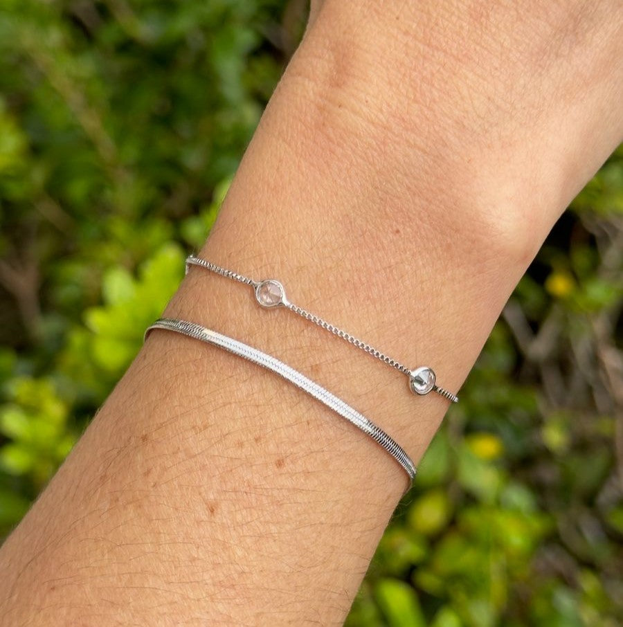 Pulseira fita em banho de ródio