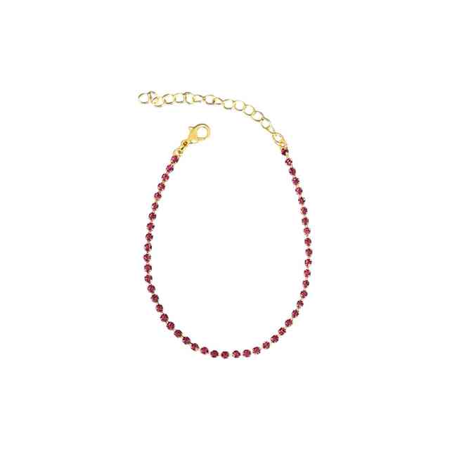 Pulseira riviera com zircônias rosas em banho de ouro 18k - JOYÁ