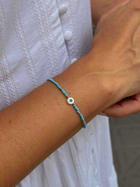 Pulseira turquesa com olho grego