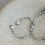 Pulseira Labradorita, Pérolas e Ouro 18K Macramê